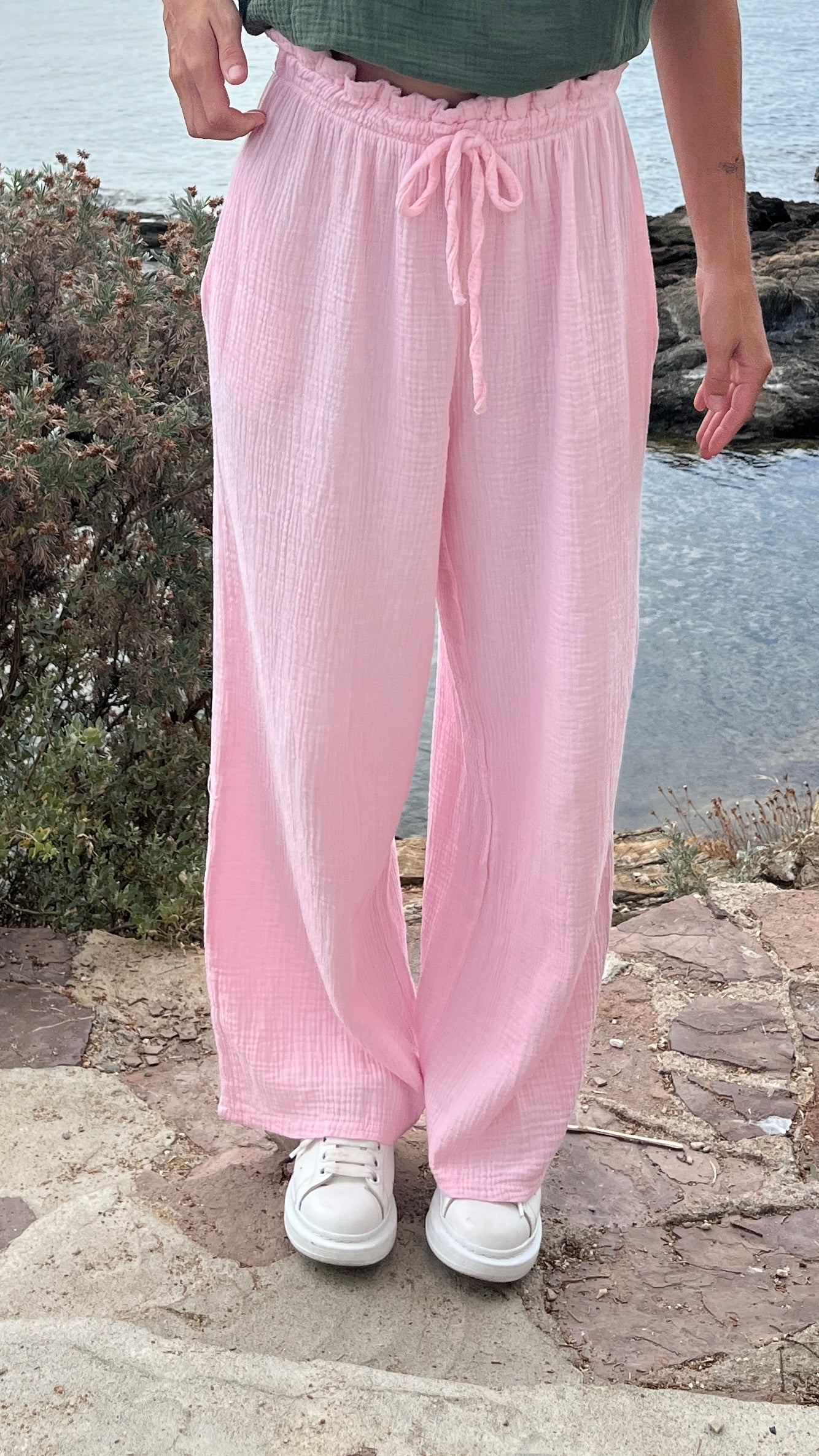 Pantalon gaze de coton - Rose bonbon